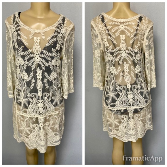 Anthropologie Other - En Creme boho Lace sheer swimsuit beach Coverup